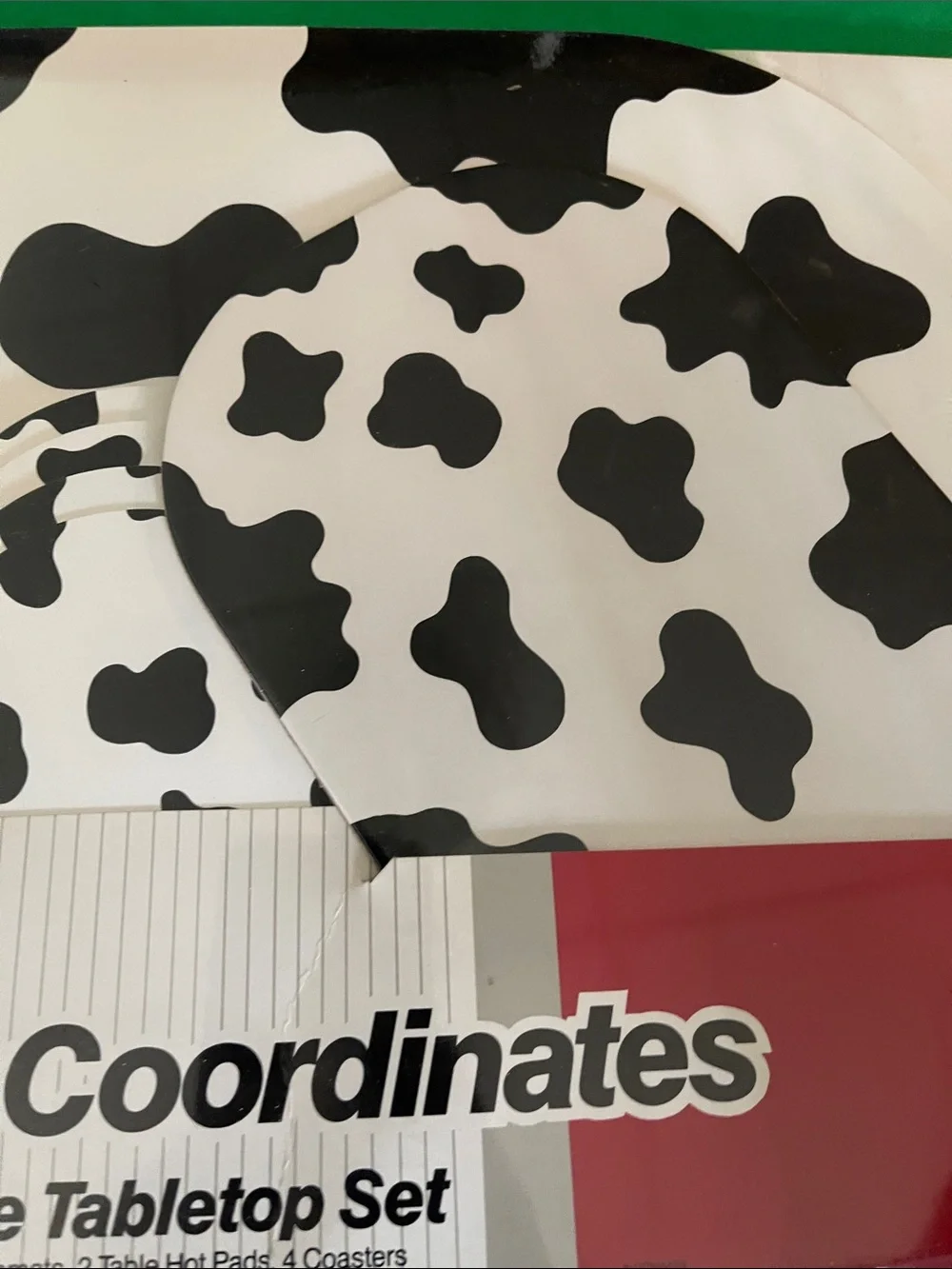 Tabletop Coordinates 10-Piece Cow Print Dining Set in Black & White